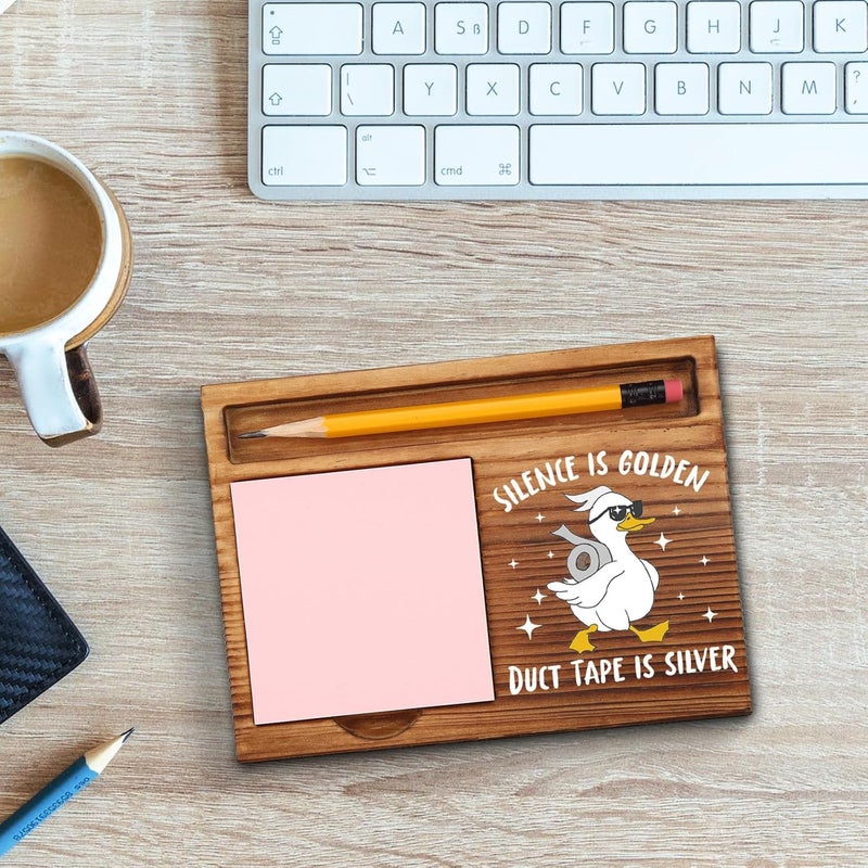 akeke Silence is Golden Sticky Notes Holder, Funny, Sarcastic, Sassy, Snarky Work Gifts for Coworkers, Women, Colleagues, Boss, Gag, Humor Duck Sarcasm Self-Stick Note Pad Holders GAA57 - Image 3